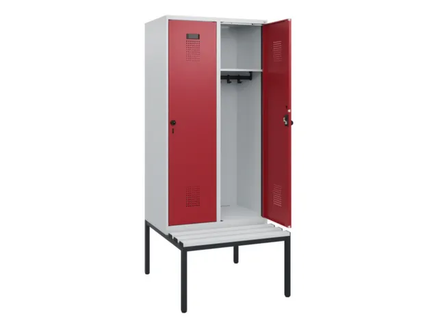 locker met bank,HxBxD 1950x800x815mm,2vak,vak B 400mm,draaigrendel
