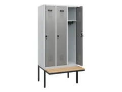 locker met bank,HxBxD 1950x900x815mm,3vak,vak B 300mm,draaigrendel