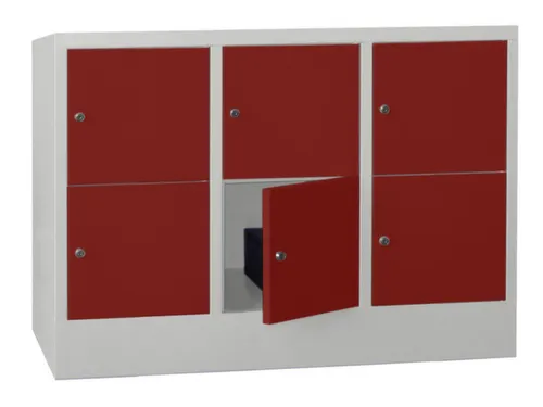 lockerkast,HxBxD 855x1200x500mm,3x2vakken,RAL7035,front RAL3000