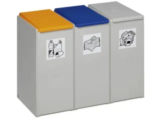 Afvalverzamelaar 3-voudig moduul HxBxD 570x760x405mm 40 liter grijs - 1