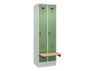 locker met bank,HxBxD 1950x600x815mm,2vak,vak B 300mm,draaigrendel - 2