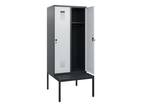 locker met bank,HxBxD 1950x800x815mm,2vak,vak B 400mm,draaigrendel