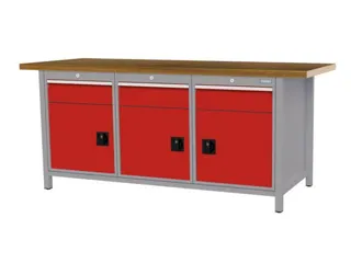 werkbank,HxBxD 860x2000x750mm,onderstel RAL7040,fronten RAL3020 - 3