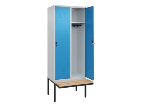 locker met bank,HxBxD 2120x800x815mm,2vak,vak B 400mm,draaigrendel
