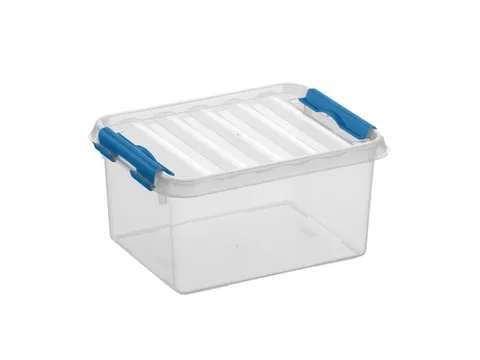 Opbergbox Sunware Q-line 2L transparant/blauw