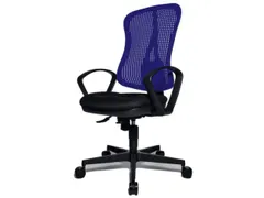 Bureaustoel Zitting Zwart Rugleuning Met Netbekleding In Blauw