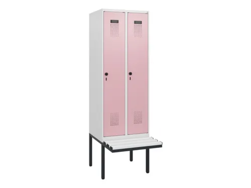 locker met bank,HxBxD 1950x600x815mm,2vak,vak B 300mm,draaigrendel