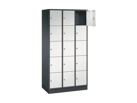 lockerkast,RAL 7021/RAL 7035,HxBxD 1950x920x500mm,3x5vakken,cil.-slot