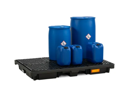 PE-opvangbak,v. 6x200l vat,opvangvol. 220l,HxBxD 200x1860x1260mm