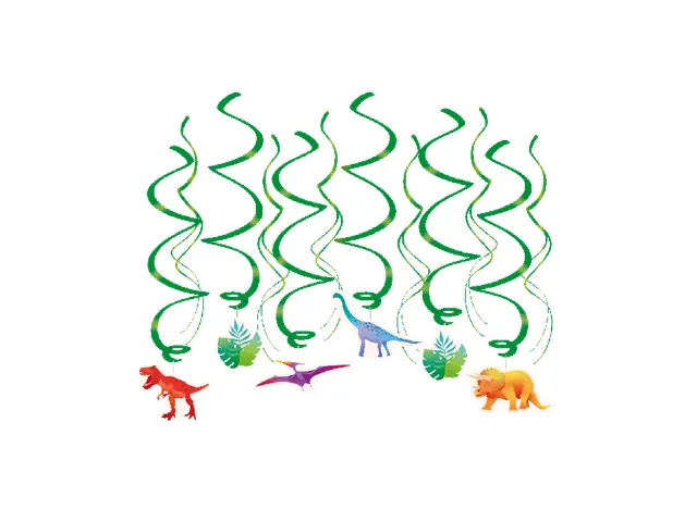 Hangdecoratie 70cm Party Swirl Dino 12 stuks