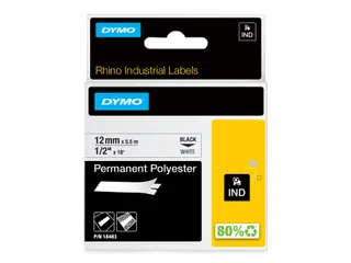 Labeltape Dymo Rhino 18483 Polyester 12mmx5.5m Zwart Op Wt - 3