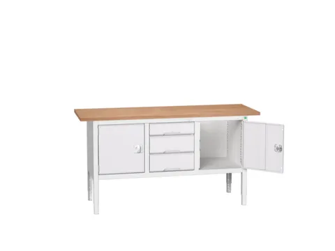 werkbank,HxBxD 830-930x1750x600mm,multiplexblad,uitrusting: 3laden