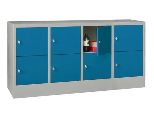 lockerkast,HxBxD 855x1600x500mm,4x2vakken,RAL7035,front RAL5012