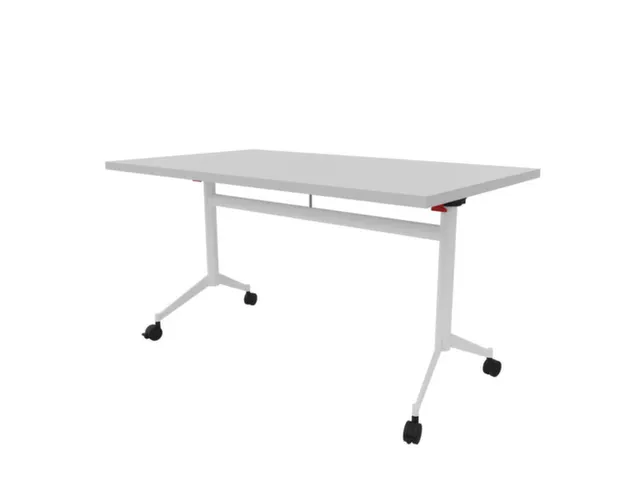 klaptafel,HxBxD 750x1400x800mm,hoekig,T-voet wit,ovale buis,blad grijs