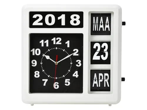 Wandklok Perel analoog 310x310mm nederlandse versie wit