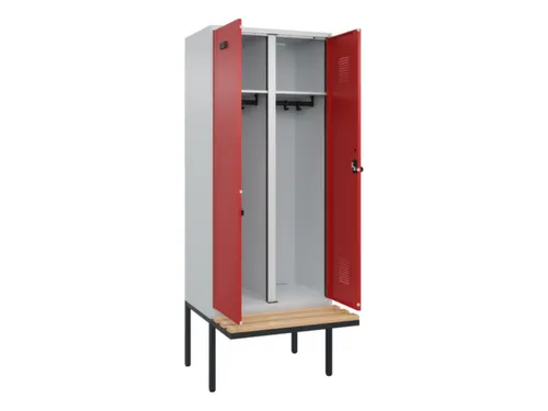 locker met bank,voor scheiding van kleding,HxBxD 2120x800x815mm,2vak