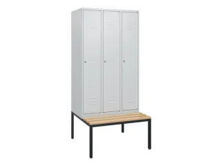 locker met bank,HxBxD 1950x900x815mm,3vak,vak B 300mm,cil.-slot - 1