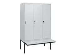 locker met bank,HxBxD 1950x1200x815mm,3vak,vak B 400mm,draaigrendel