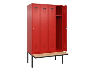 locker met bank,HxBxD 2120x1200x815mm,4vak,vak B 300mm,cilinderslot - 1