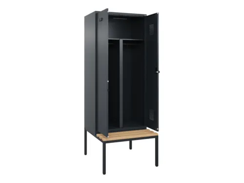 PBM-locker met bank,HxBxD 2120x800x815mm,2vak,vak B 400mm,draaigrendel