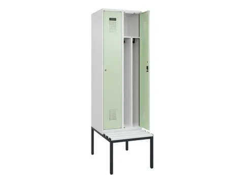 locker met bank,voor scheiding van kleding,HxBxD 2120x600x815mm,2vak