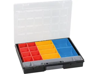 Bak voor kleine onderdelen,HxBxD 55x370x295mm,16bakken,PP,koffer zwart - 1