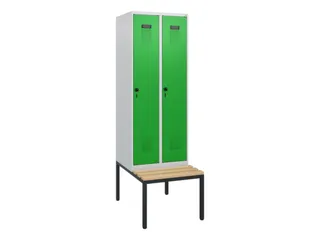 locker met bank,HxBxD 1950x600x815mm,2vak,vak B 300mm,draaigrendel - 2