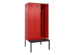 locker met bank,voor scheiding van kleding,HxBxD 2120x900x815mm,3vak