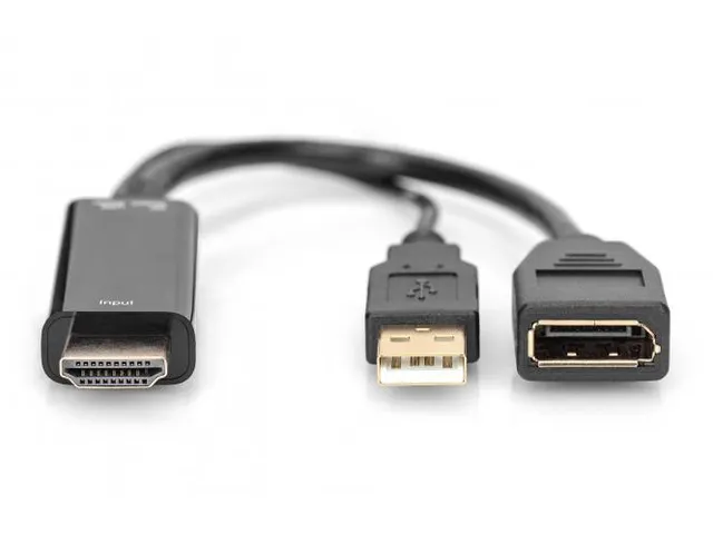 HDMI-adapter type HDMI DP M/M 0,3m ext. Voeding 4K@30Hz zwart