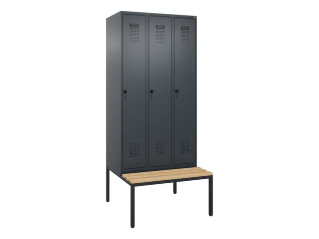 locker met bank,voor scheiding van kleding,HxBxD 2120x900x815mm,3vak