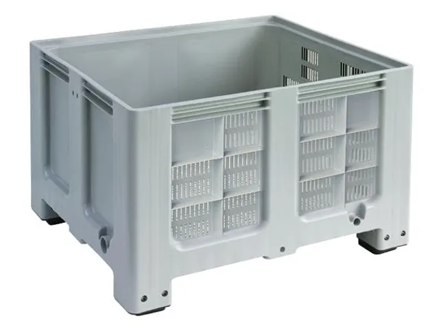 Caisse-palette PE HxlxP 760x1200x1000mm 610l parois/fond ajourés 4pie