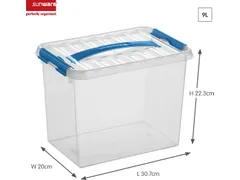 Opbergbox Sunware Q-line 9L transparant/blauw