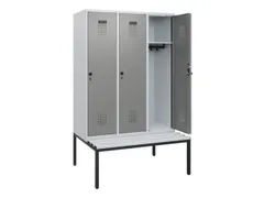 locker met bank,HxBxD 1950x1200x815mm,3vak,vak B 400mm,draaigrendel