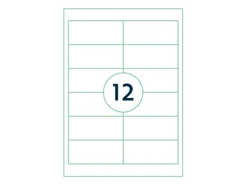 Etiketten Zelfklevend Wit 12 op A4 97x42.3mm 1000 Vel