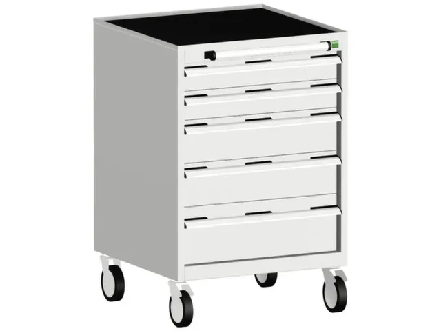 ladekast verrijdbaar 980x650x650mm 5laden romp RAL7035 front RAL7035