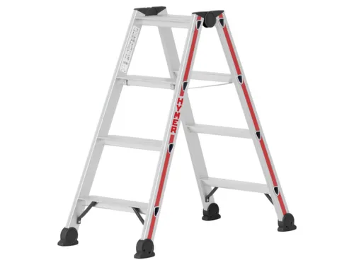 trapladder,beide zijden,2x4treden,Stand H 0,42m,balk L 1,03m,aluminium