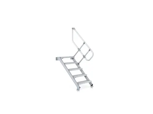 industriële trap,bordes H 3,22m,15treden,trede D 225mm,45° helling