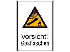 waarschuwings-combibord,v. binnen/buiten,Pas op! Gasflessen,aluminium