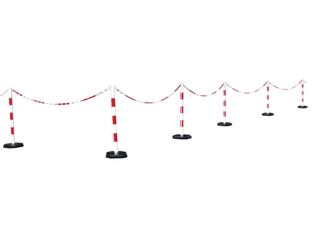 Kunststof Kettingstaanderset Rood Wit Achthoekige Voet 6 Palen