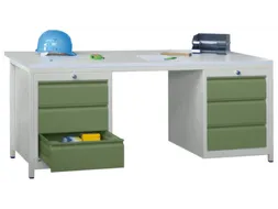 Werkplaatsbureau Bxdxh 1700x800x720mm 6laden Ral7035 Front Ral6011
