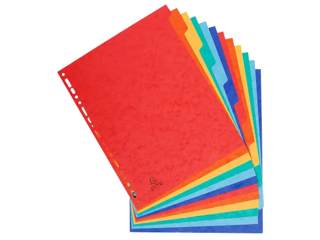 Tabbladen glanskarton 225g 12-delig A4 maxi Assorti