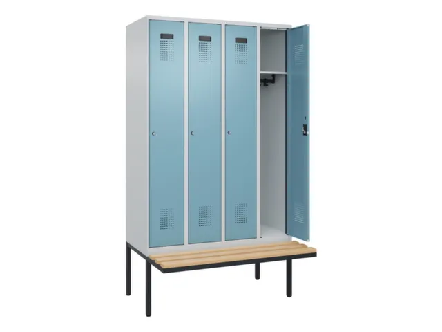locker met bank,HxBxD 2120x1200x815mm,4vak,vak B 300mm,cilinderslot