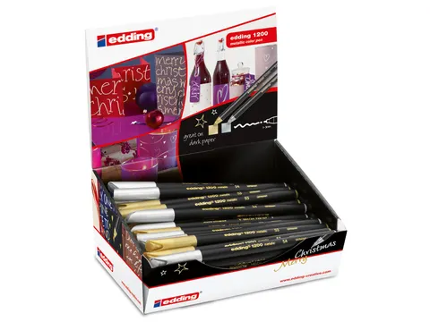 Edding 1200 metallic viltstift goud en zilver display 50 stuks