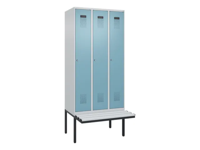locker met bank,voor scheiding van kleding,HxBxD 2120x900x815mm,3vak