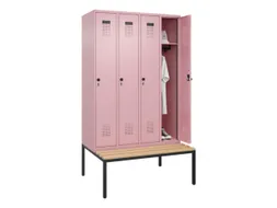 locker met bank,HxBxD 2120x1200x815mm,4vak,vak B 300mm,draaigrendel