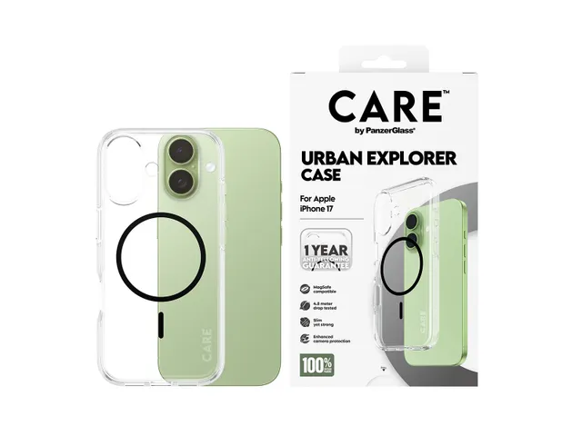 PanzerGlass CARE by Urban Explorer Case Transparent w. Black Mag