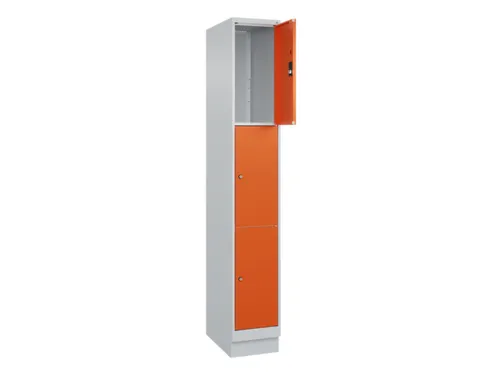 lockerkast,HxBxD 1950x300x500mm,1x3vakken,vak B 300mm,cil.-slot,sokkel