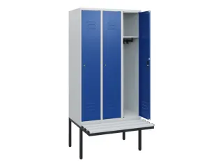 locker met bank,HxBxD 1950x900x815mm,3vak,vak B 300mm,cil.-slot - 2