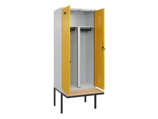 PBM-locker met bank,HxBxD 2120x800x815mm,2vak,vak B 400mm,draaigrendel - 1