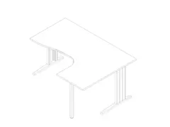 hoek-bureau,HxBxD 730x1600x1200mm,blad wit,verdieping rechts